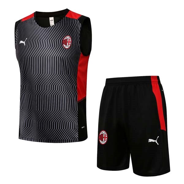 Trikot AC Milan Ärmellos Anzüge 2022 Schwarz Rote Günstige Fußballtrikots